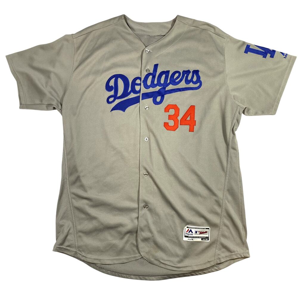 Majestic Los Angeles Dodgers Valenzuela #34 Road Baseball Jersey Gray Size 52